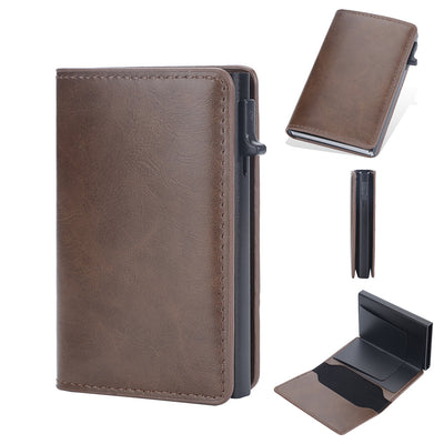 Billetera Protectora de Cuero Crazy Horse Anti-RFID para Hombre - Image 3