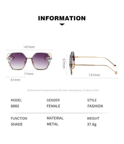 Gafas de Sol Frameless con Cristales de Diamante y Protección UV Morado - Image 9