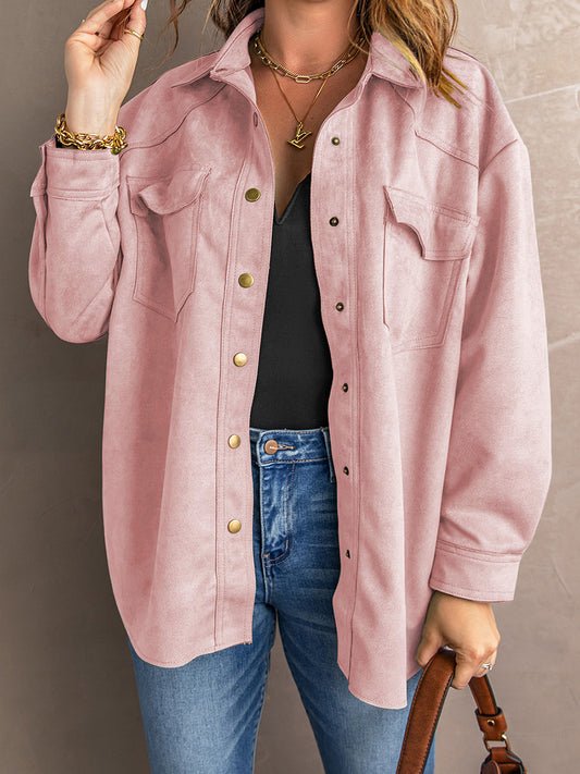 Chaqueta Ante Suave Otoño Mujer - Camisa Solapa Clásica Corte Holgado