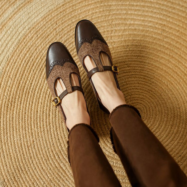 Zapatos Mary Jane con Tacón Robusto y Tira T para Mujer
