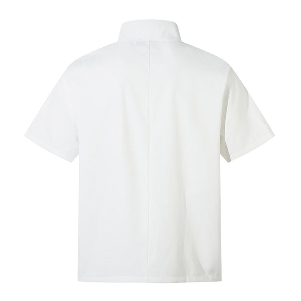 Camisa Suelta de Manga Corta con Solapa para Hombre