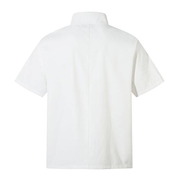 Camisa Suelta de Manga Corta con Solapa para Hombre