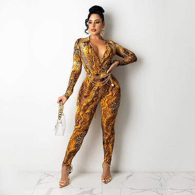Jumpsuit Ajustado Estampado Serpiente Manga Larga - Image 17