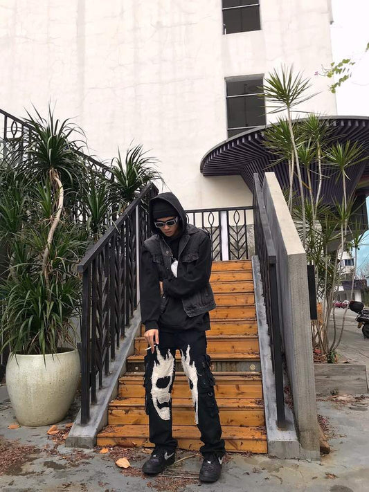 Pantalones Skull con Múltiples Bolsillos y Cierre - Estilo Urbano Holgado - Image 2