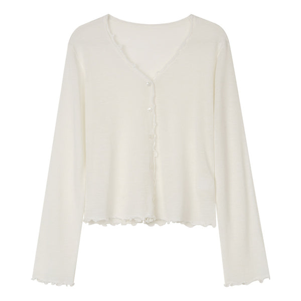 Cardigan Tejido con Encaje Efecto Hongo Arbóreo y Botones - Image 6