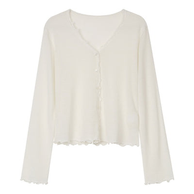 Cardigan Tejido con Encaje Efecto Hongo Arbóreo y Botones - Image 6