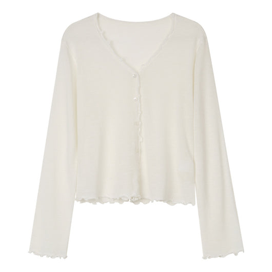 Cardigan Tejido con Encaje Efecto Hongo Arbóreo y Botones - Image 6