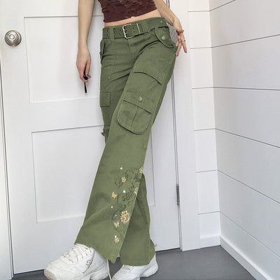 Jeans Rojos Vintage con Bordados y Cintura Baja - Image 7