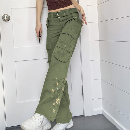 Jeans Rojos Vintage con Bordados y Cintura Baja - Image 7