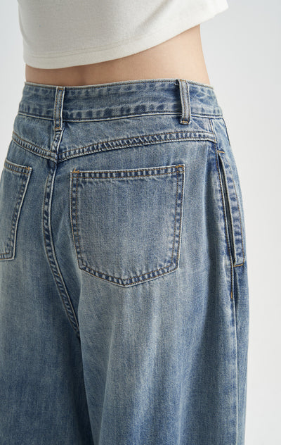 Jeans Holgados Desteñidos Cintura Alta para Mujer - Image 8