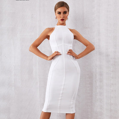Vestido Midi Ajustado sin Mangas con Hombros Descubiertos - Image 5