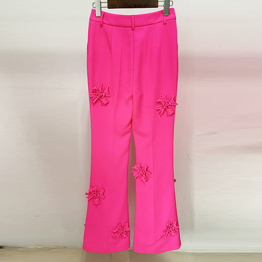 Pantalón de Vestir con Flores 3D - Diseño Industrial Moderno - Image 8