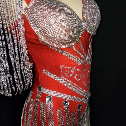 Falda de Danza Latina con Flecos y Brillantes Elástica - Image 9