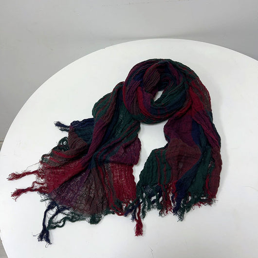 Pañuelo de Algodón y Lino a Cuadros - Chal Suave para el Cuello - Image 20
