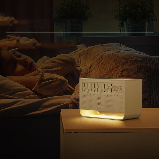 White noise simulation flame aromatherapy machine with multiple sound sliders, control buttons, and a perforated speaker grille. - Image 7