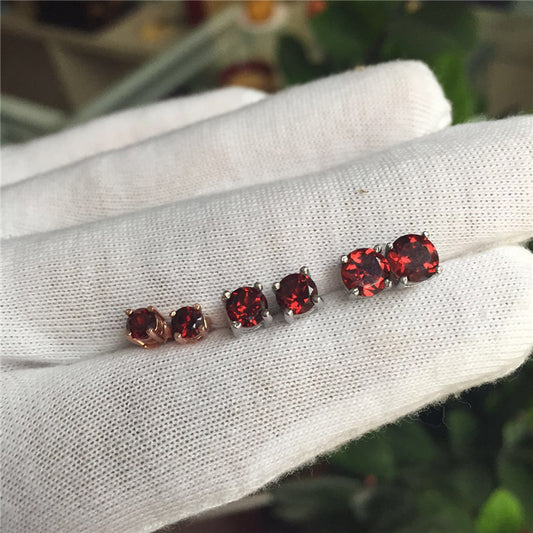 Aretes de Plata Esterlina 925 con Granate Natural para Mujer