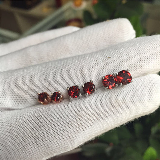 Aretes de Plata Esterlina 925 con Granate Natural para Mujer