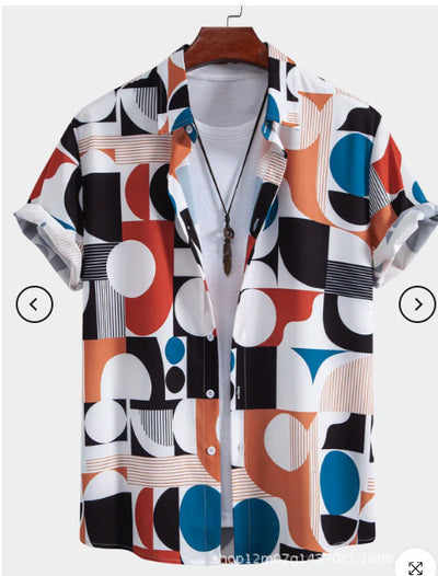 Camisa Estampada Artística para Hombre - Manga Corta - Image 11
