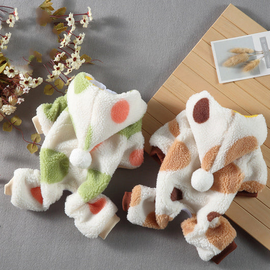 Traje Térmico Acolchado para Perros con Lunares y Doble Capa de Velvet Cordero