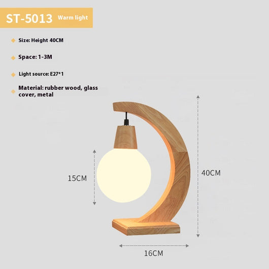 Lámpara de Mesa LED Nórdica en Madera Natural - Image 4