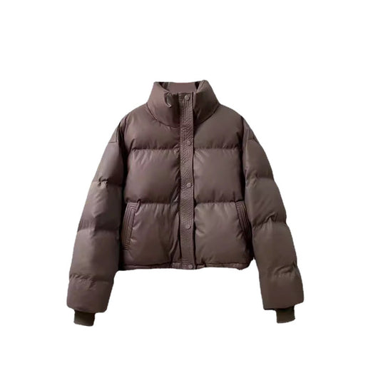 Chaqueta Acolchada de Cuero PU sin Lavado - Abrigo Corto Grueso para Mujer - Image 5