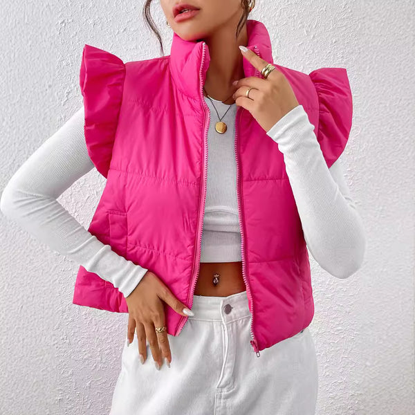 Chaleco Térmico Acolchado de Algodón con Cuello Alto Slim
