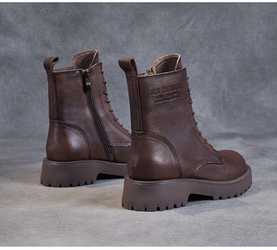 Botines de Cuero Suave para Mujer con Tacón Robusto y Forro de Felpa - Image 17
