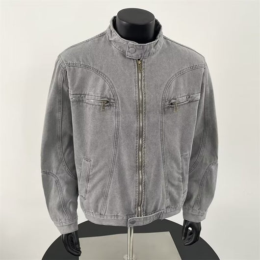 Chaqueta Denim Pesada Vintage Desgastada para Hombre - Image 3