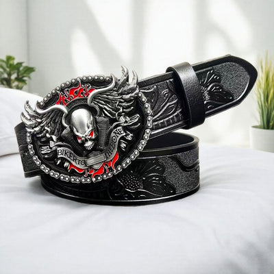 Cinturón de Cuero para Hombre con Hebilla de Aleación y Diseño Vintage Grabado - Image 4