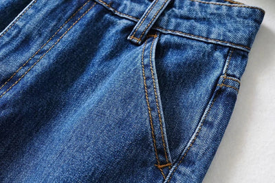 Jeans Talle Alto Pierna Ancha Retro con Costuras Decorativas - Image 11