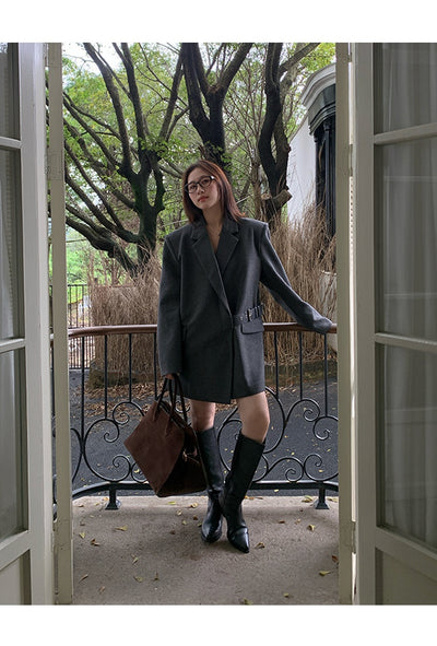 Blazer de Lana Estilo Americano con Hombreras Acolchadas para Mujer - Image 21