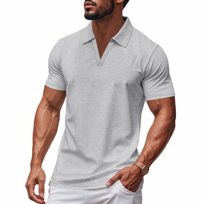 Polo Deportivo Hombre Cuello V Tejido Waffle Manga Corta Suelta - Image 10