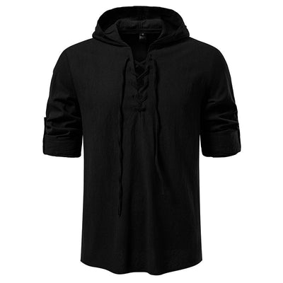 Camisa Pirata Medieval de Algodón y Lino con Cordón para Hombre - Image 15