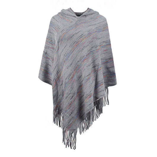 Capa Rayas con Capucha y Borlas para Mujer - Image 7