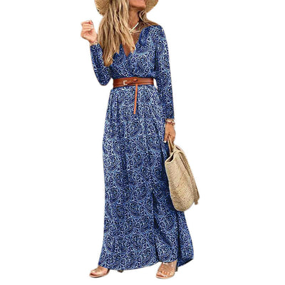 Vestido Bohemio Floral con Manga Larga y Escote en V - Image 8