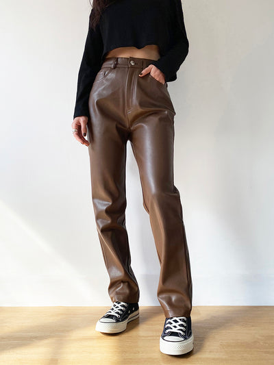 Pantalones de Cuero PU Cintura Alta Ajustados con Efecto Reductor - Image 6