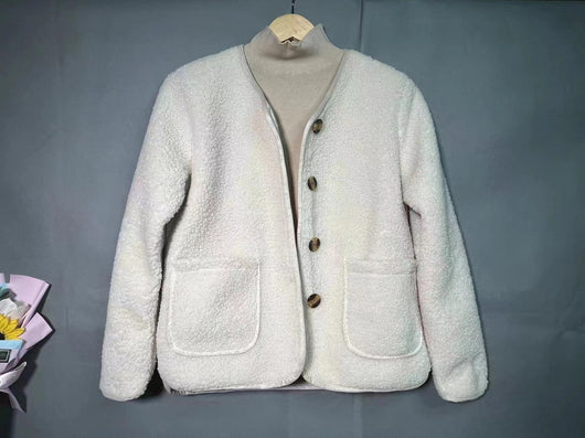 Abrigo Suelto de Lana de Cordero con Cuello Redondo - Image 19