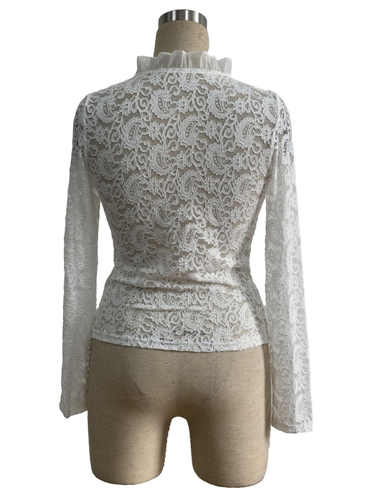 Blusa Elegante de Encaje Paisley con Volantes de Diseño Europeo - Image 20