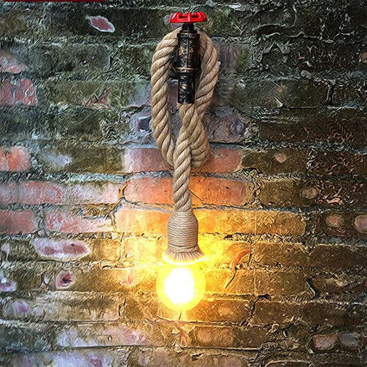 Lámpara Colgante Estilo Rústico Americano con Cuerda de Cáñamo e Hierro - Image 8