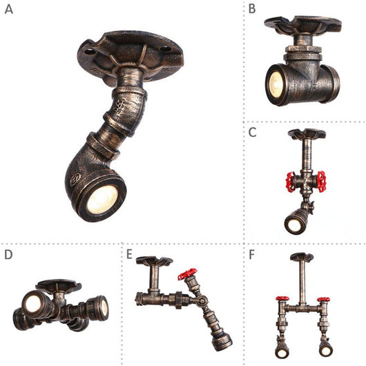 Lámpara de Techo Industrial con Tuberías de Hierro y Spot Ajustable - Image 13