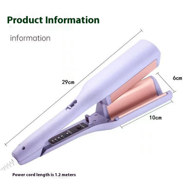Lavender hair waver with rose gold corrugated plates for creating small curls or waves, shown on a white background. - Image 12