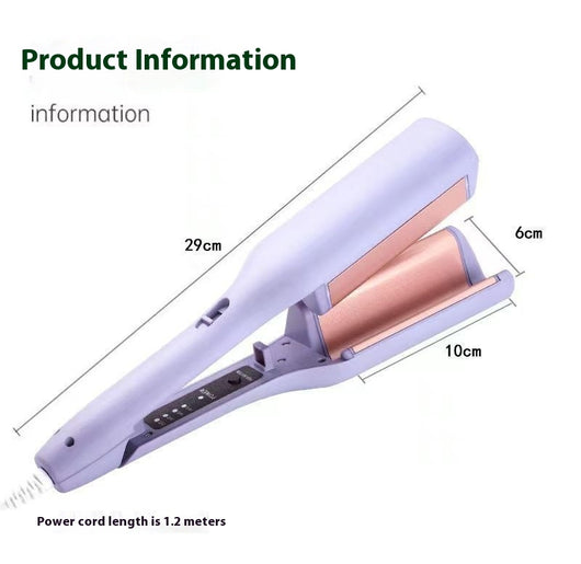 Lavender hair waver with rose gold corrugated plates for creating small curls or waves, shown on a white background. - Image 12