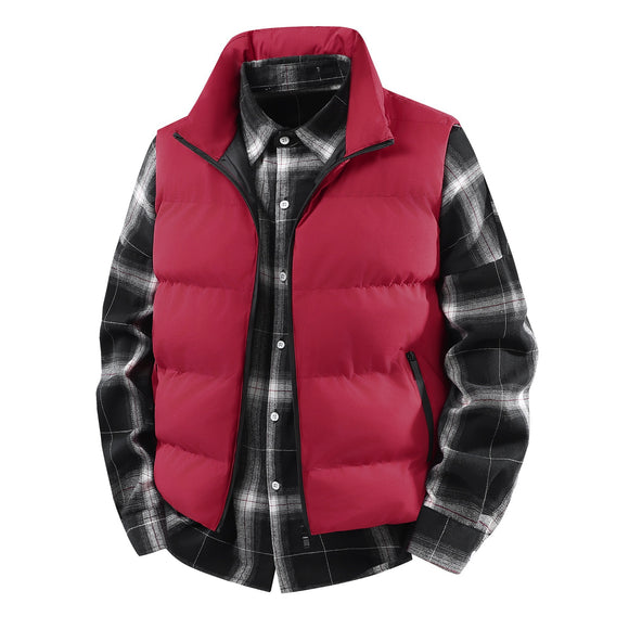 Men's Plus Size Warm Loose Coat Vest with Stand-Up Collar
