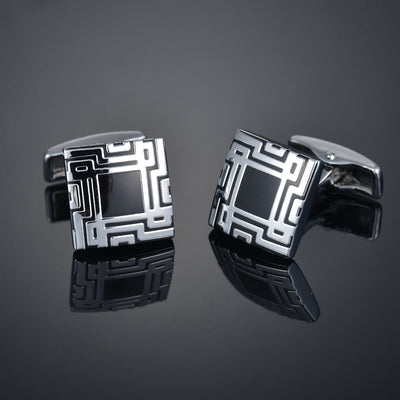 Gemelos de Camisa Francés Cuadriculado con Cristales de Diamante para Hombre - Image 3