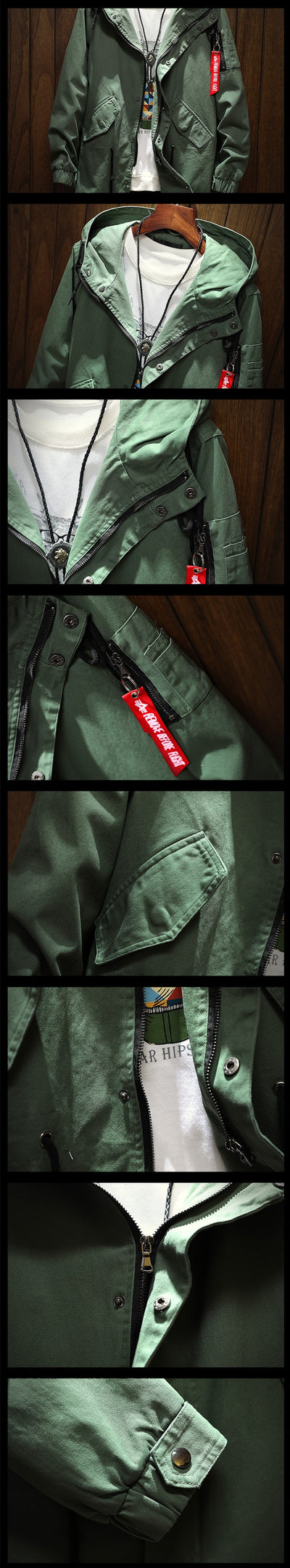 Abrigo Impermeable Tipo Gabardina con Capucha para Hombre - Image 9
