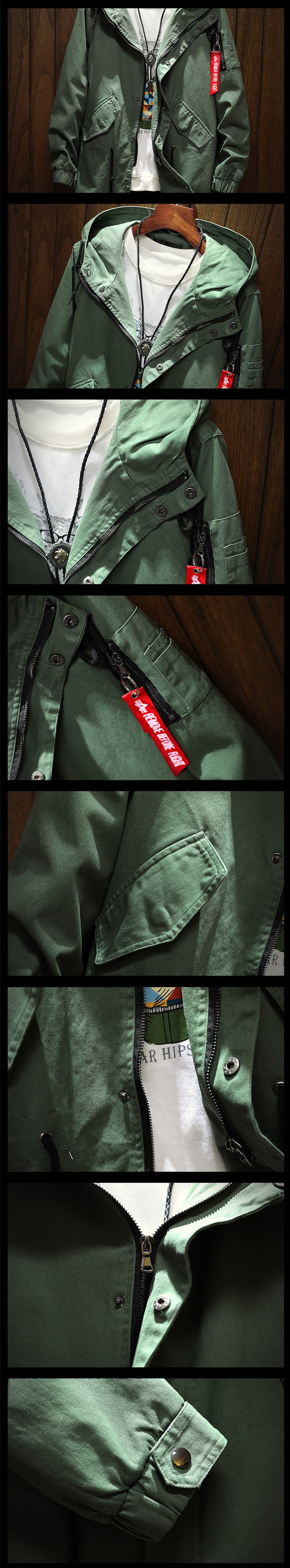 Abrigo Impermeable Tipo Gabardina con Capucha para Hombre - Image 9
