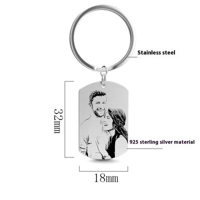 Llavero de Plata 925 con Foto Personalizada y Patrón Grabado - Image 10