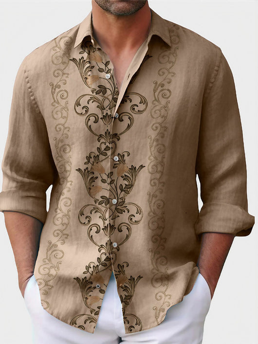 Camisa de Lino Bambú Estampada con Detalles a Tono para Hombre - Image 26