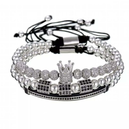 Pulsera Trenzada de Goma con Diamantes Poligonales Curvos - Image 3