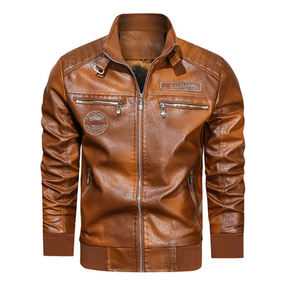 Chaqueta de Cuero con Cuello de Pie y Bolsillos - Image 5